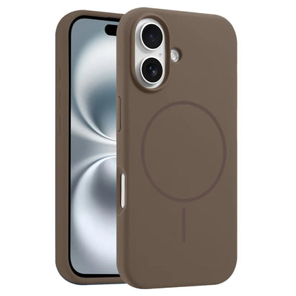 For iPhone 16 Plus Case Compatible with MagSafe Liquid Silicone Anti-Drop Phone Cover - Brown
