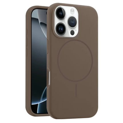 For iPhone 16 Pro Case Compatible with MagSafe Liquid Silicone Anti-Drop Phone Cover - Brown