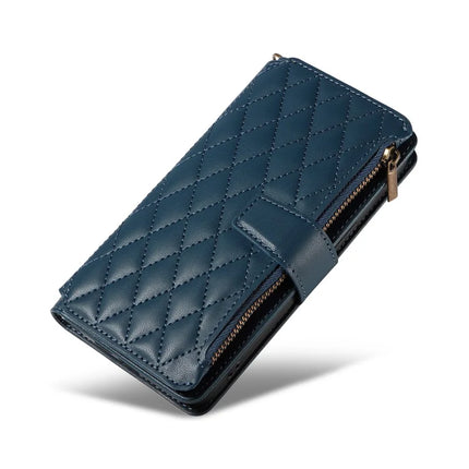 For iPhone 16 Pro Leather Case with Card Holder, RFID Blocking Wallet Phone Cover Rhombus Pattern