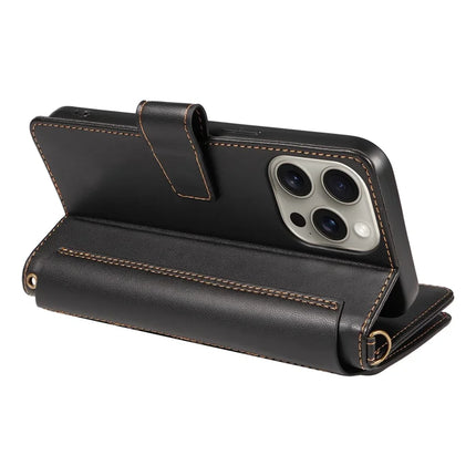 For iPhone 16 Pro Max Leather Case with Card Holder, RFID Blocking Wallet Phone Cover Rhombus Pattern