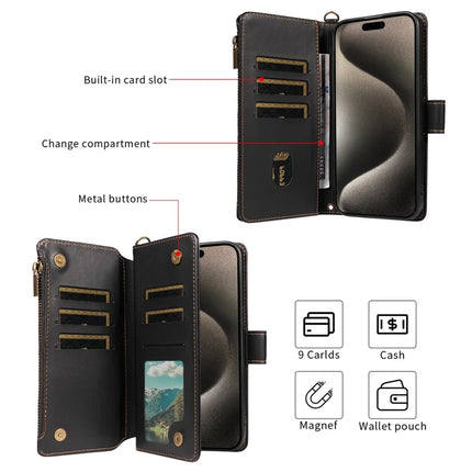 For iPhone 16 Pro Max Leather Case with Card Holder, RFID Blocking Wallet Phone Cover Rhombus Pattern