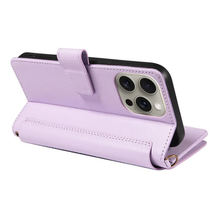 For iPhone 16 Pro Max Leather Case with Card Holder, RFID Blocking Wallet Phone Cover Rhombus Pattern