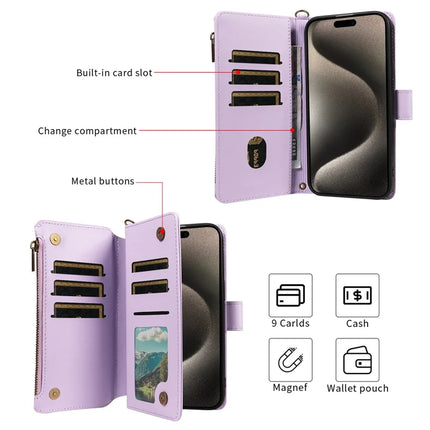 For iPhone 16 Pro Max Leather Case with Card Holder, RFID Blocking Wallet Phone Cover Rhombus Pattern