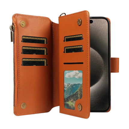 For iPhone 16 Pro Max Leather Case with Card Holder, RFID Blocking Wallet Phone Cover Rhombus Pattern