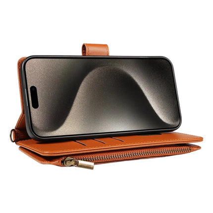 For iPhone 16 Pro Max Leather Case with Card Holder, RFID Blocking Wallet Phone Cover Rhombus Pattern