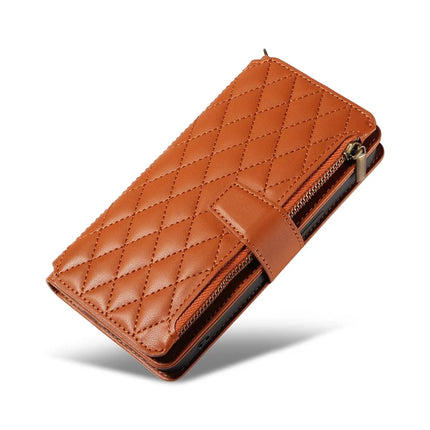 For iPhone 16 Pro Max Leather Case with Card Holder, RFID Blocking Wallet Phone Cover Rhombus Pattern