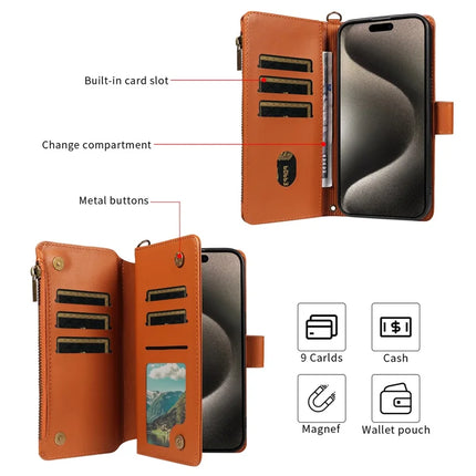 For iPhone 16 Pro Max Leather Case with Card Holder, RFID Blocking Wallet Phone Cover Rhombus Pattern