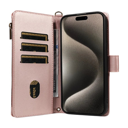 For iPhone 16 Pro Max Leather Case with Card Holder, RFID Blocking Wallet Phone Cover Rhombus Pattern