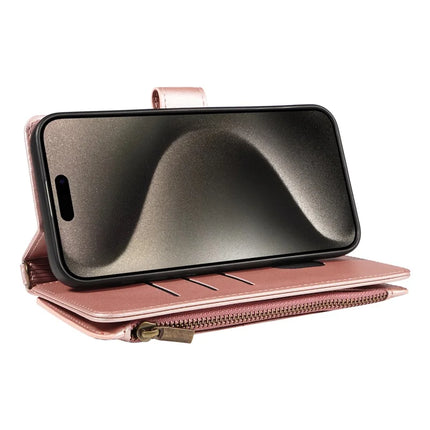 For iPhone 16 Pro Max Leather Case with Card Holder, RFID Blocking Wallet Phone Cover Rhombus Pattern