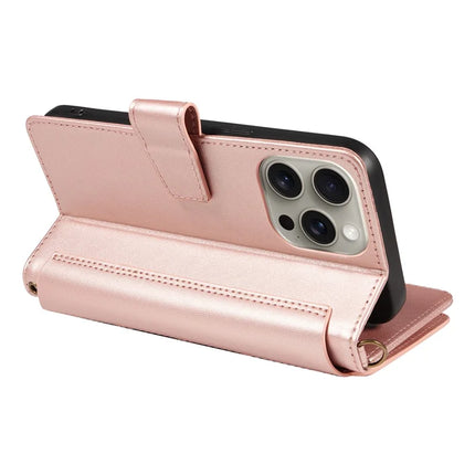 For iPhone 16 Pro Max Leather Case with Card Holder, RFID Blocking Wallet Phone Cover Rhombus Pattern