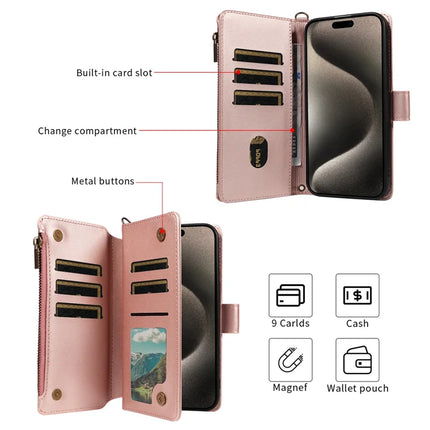 For iPhone 16 Pro Max Leather Case with Card Holder, RFID Blocking Wallet Phone Cover Rhombus Pattern