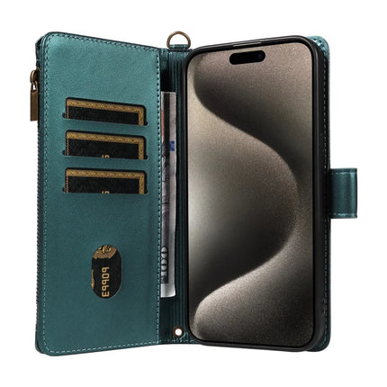 For iPhone 16 Pro Max Leather Case with Card Holder, RFID Blocking Wallet Phone Cover Rhombus Pattern