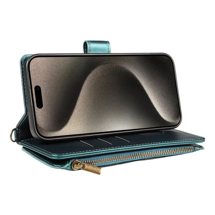 For iPhone 16 Pro Max Leather Case with Card Holder, RFID Blocking Wallet Phone Cover Rhombus Pattern