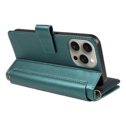 For iPhone 16 Pro Max Leather Case with Card Holder, RFID Blocking Wallet Phone Cover Rhombus Pattern