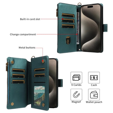 For iPhone 16 Pro Max Leather Case with Card Holder, RFID Blocking Wallet Phone Cover Rhombus Pattern