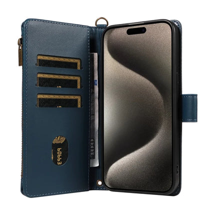 For iPhone 16 Pro Max Leather Case with Card Holder, RFID Blocking Wallet Phone Cover Rhombus Pattern