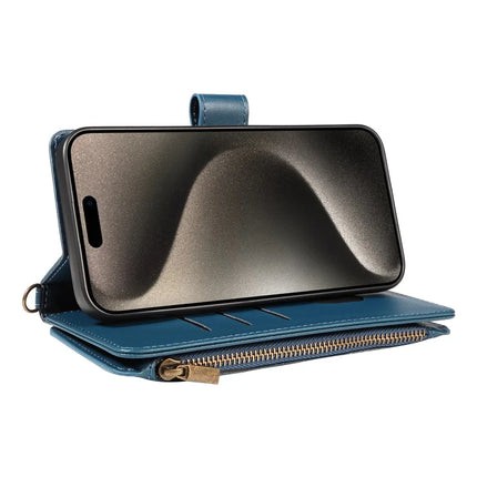 For iPhone 16 Pro Max Leather Case with Card Holder, RFID Blocking Wallet Phone Cover Rhombus Pattern