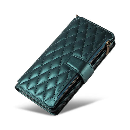 For iPhone 15 Pro Max Leather Case with Card Holder, RFID Blocking Wallet Phone Cover Rhombus Pattern