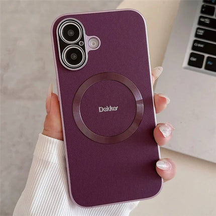 DEKKER For iPhone 16 Plus Back Cover Compatible with MagSafe PU+TPU Phone Case