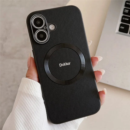 DEKKER For iPhone 16 Plus Back Cover Compatible with MagSafe PU+TPU Phone Case - Black