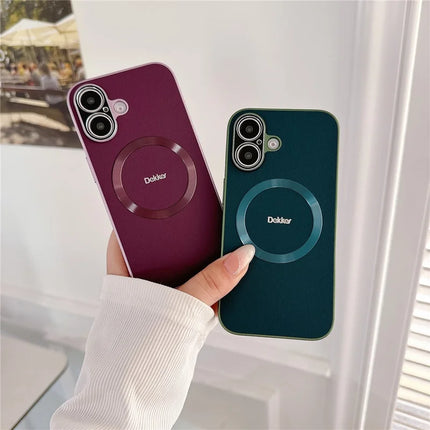 DEKKER For iPhone 16 Plus Back Cover Compatible with MagSafe PU+TPU Phone Case