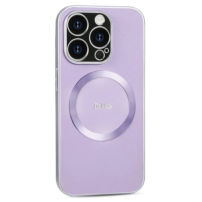 DEKKER For iPhone 15 Pro Max Back Cover Compatible with MagSafe PU+TPU Phone Case - Light Purple