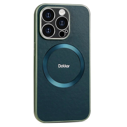 DEKKER For iPhone 15 Pro Max Back Cover Compatible with MagSafe PU+TPU Phone Case - Blue