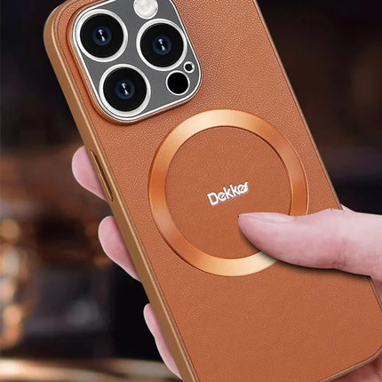DEKKER For iPhone 15 Pro Max Back Cover Compatible with MagSafe PU+TPU Phone Case