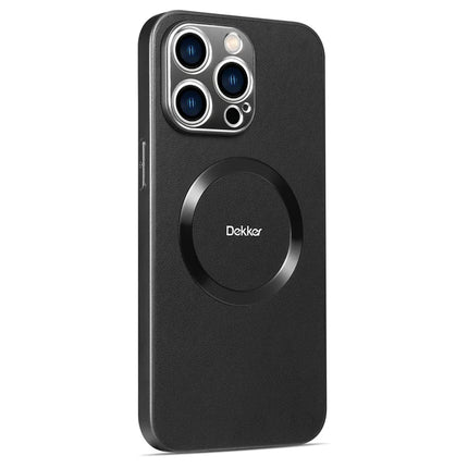 DEKKER For iPhone 15 Pro Max Back Cover Compatible with MagSafe PU+TPU Phone Case - Black