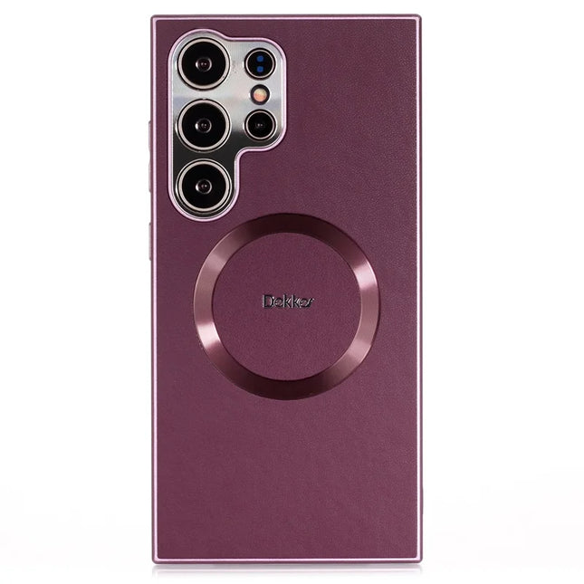 DEKKER For Samsung Galaxy S23 Ultra Back Cover Compatible with MagSafe PU+TPU Phone Case - Purple