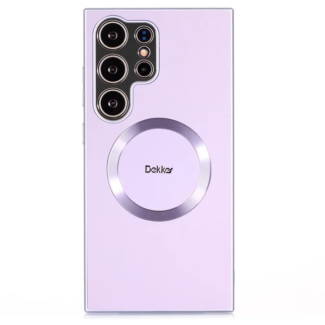 DEKKER For Samsung Galaxy S23 Ultra Back Cover Compatible with MagSafe PU+TPU Phone Case - Light Purple