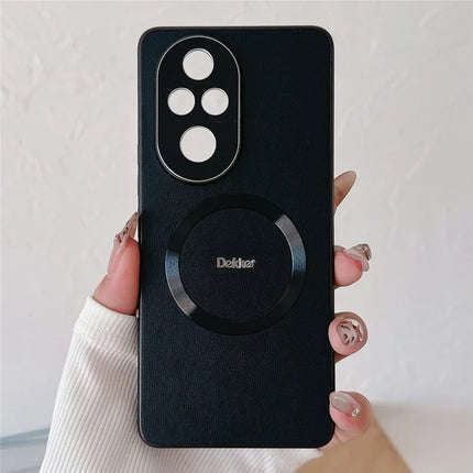 DEKKER For Honor 200 Pro 5G Back Cover Compatible with MagSafe PU+TPU Phone Case - Black