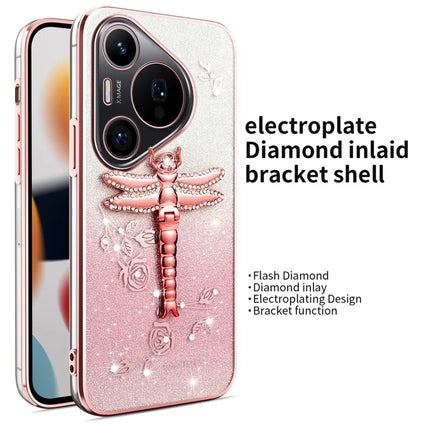 KADEM For Huawei Pura 70 Pro / Pura 70 Pro+ Case Dragonfly Kickstand TPU Flowers Glitter Phone Cover