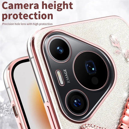 KADEM For Huawei Pura 70 Pro / Pura 70 Pro+ Case Dragonfly Kickstand TPU Flowers Glitter Phone Cover