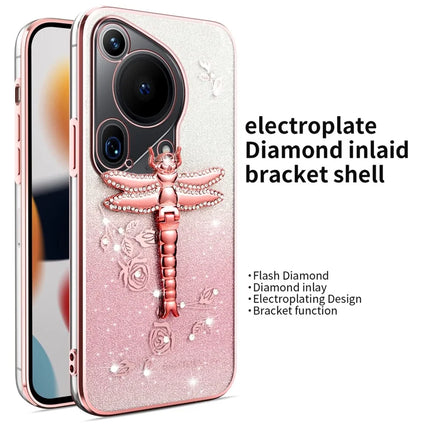 KADEM For Huawei Pura 70 Ultra Case Dragonfly Kickstand TPU Flowers Glitter Phone Cover
