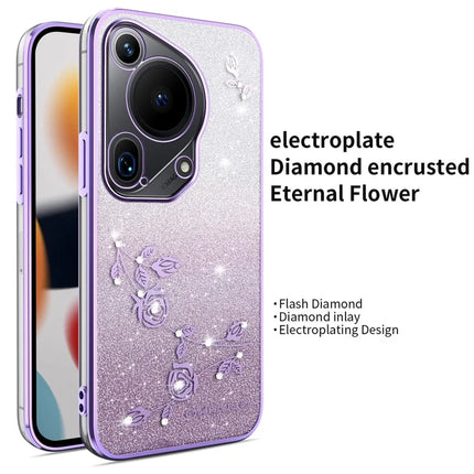 KADEM For Huawei Pura 70 Ultra Case Dragonfly Kickstand TPU Flowers Glitter Phone Cover