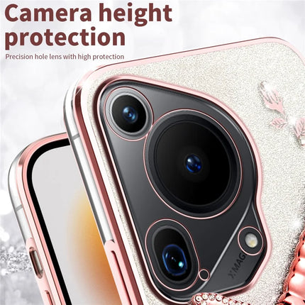 KADEM For Huawei Pura 70 Ultra Case Dragonfly Kickstand TPU Flowers Glitter Phone Cover