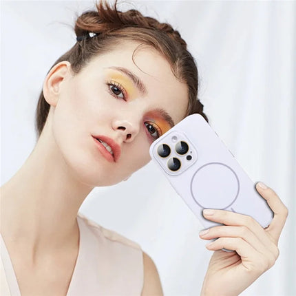 For iPhone 16 Pro Max Case Compatible with MagSafe Liquid Silicone Anti-Drop Phone Cover with Lens Film