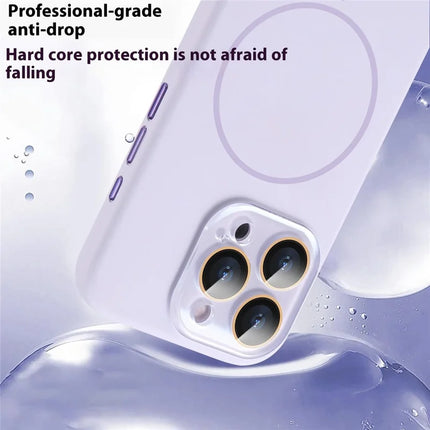 For iPhone 16 Pro Max Case Compatible with MagSafe Liquid Silicone Anti-Drop Phone Cover with Lens Film