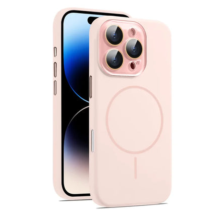 For iPhone 16 Pro Max Case Compatible with MagSafe Liquid Silicone Anti-Drop Phone Cover with Lens Film - Light Pink