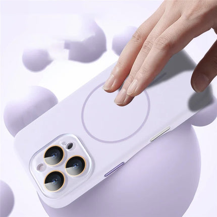 For iPhone 16 Pro Max Case Compatible with MagSafe Liquid Silicone Anti-Drop Phone Cover with Lens Film