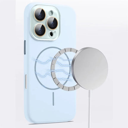 For iPhone 16 Pro Max Case Compatible with MagSafe Liquid Silicone Anti-Drop Phone Cover with Lens Film