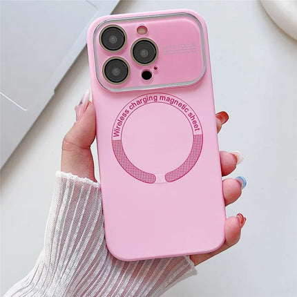 For iPhone 16 Pro Case Compatible with MagSafe Liquid Silicone Phone Cover with Wide Lens Protection - Rose Pink