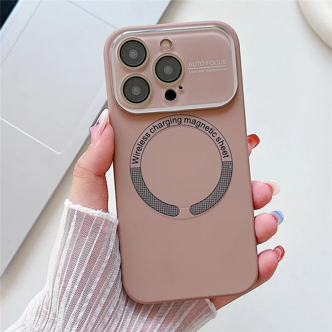 For iPhone 16 Pro Max Case Compatible with MagSafe Liquid Silicone Phone Cover with Wide Lens Protection - Coffee