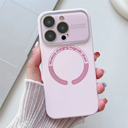 For iPhone 16 Pro Max Case Compatible with MagSafe Liquid Silicone Phone Cover with Wide Lens Protection - Grey Pink