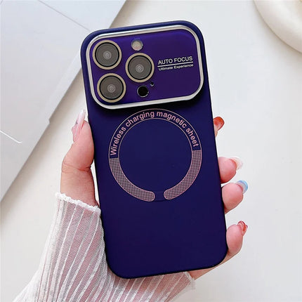 For iPhone 16 Pro Max Case Compatible with MagSafe Liquid Silicone Phone Cover with Wide Lens Protection - Dark Purple