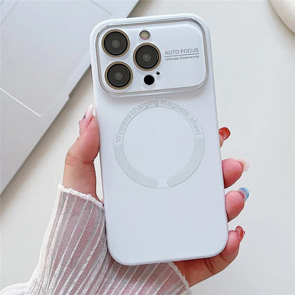 For iPhone 16 Pro Max Case Compatible with MagSafe Liquid Silicone Phone Cover with Wide Lens Protection - White