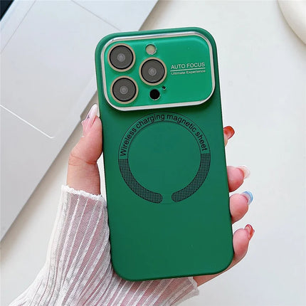 For iPhone 16 Pro Max Case Compatible with MagSafe Liquid Silicone Phone Cover with Wide Lens Protection - Mountain Green