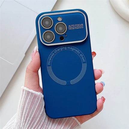 For iPhone 16 Pro Max Case Compatible with MagSafe Liquid Silicone Phone Cover with Wide Lens Protection - Dark Navy Blue
