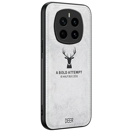 For Honor Magic7 5G Case Deer Pattern Cloth Texture PU Leather Hybrid Phone Cover - Grey